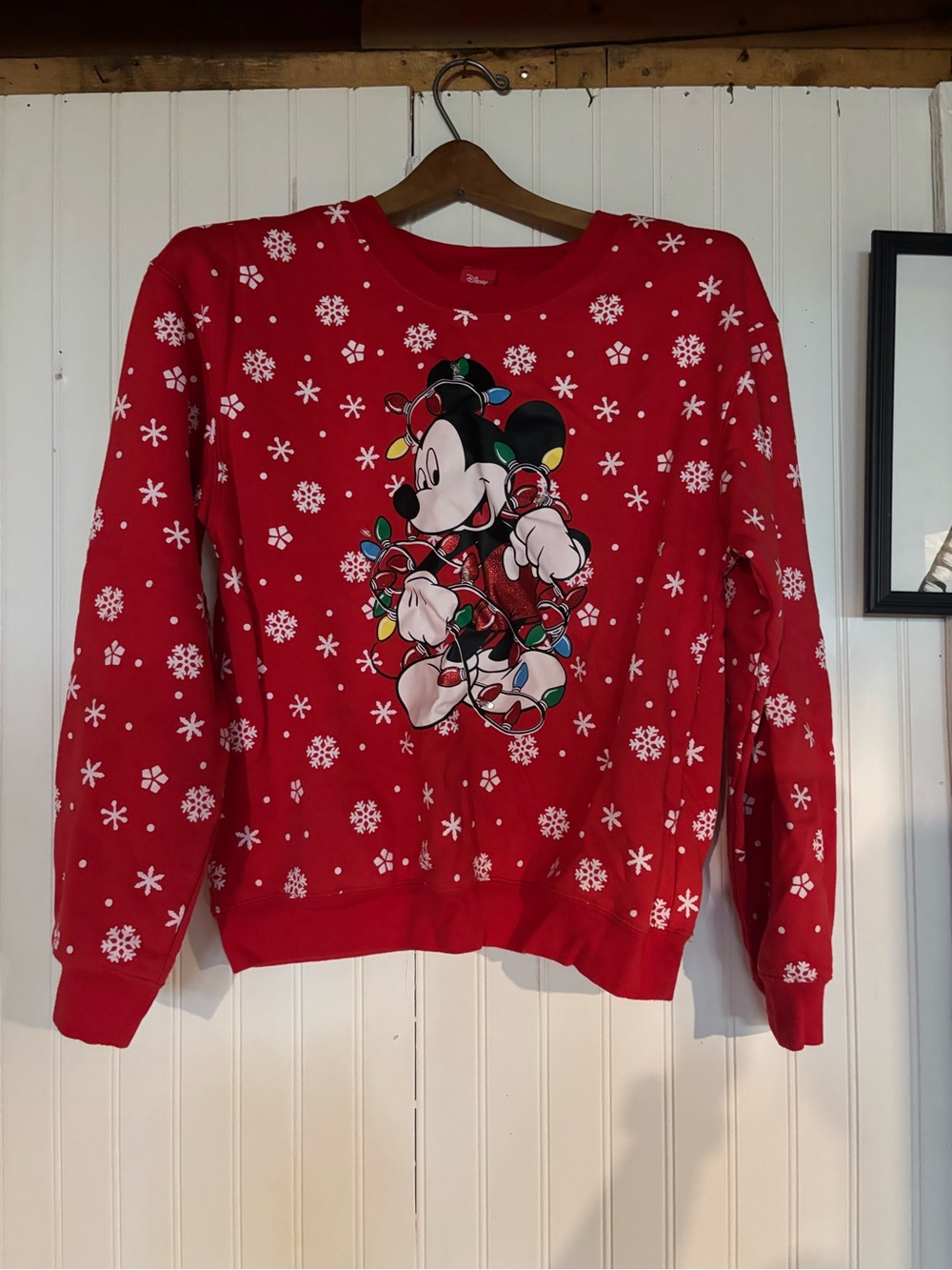Disney Red Mickey Mouse Christmas Sweatshirt